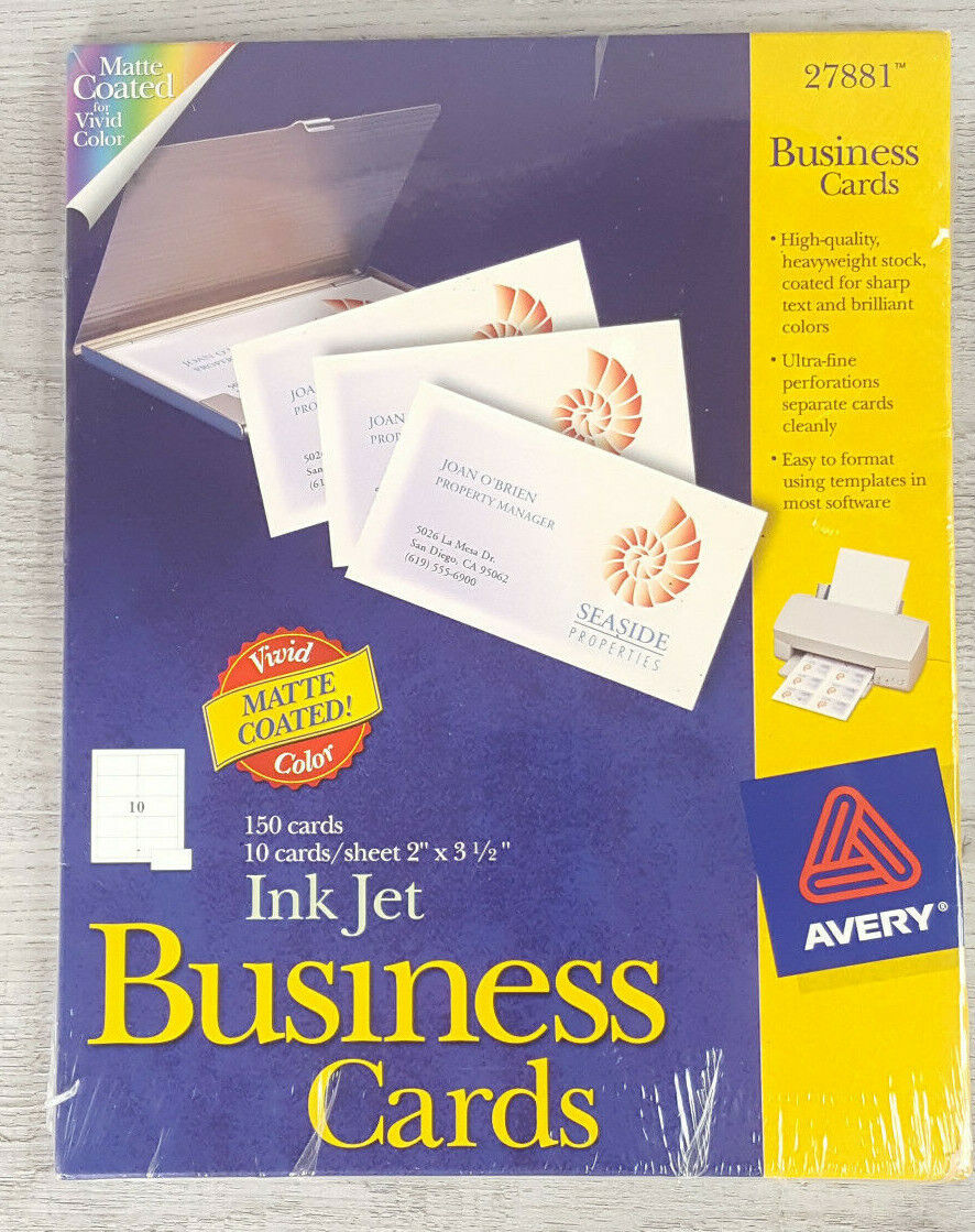 Sealed Avery 27881 Inkjet Business Cards Matte White 150 Cards 2 X 3 1/2 Inch